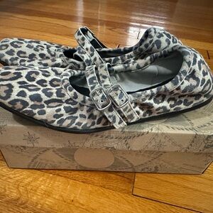 Free People Leopard Suede Ballet Flats